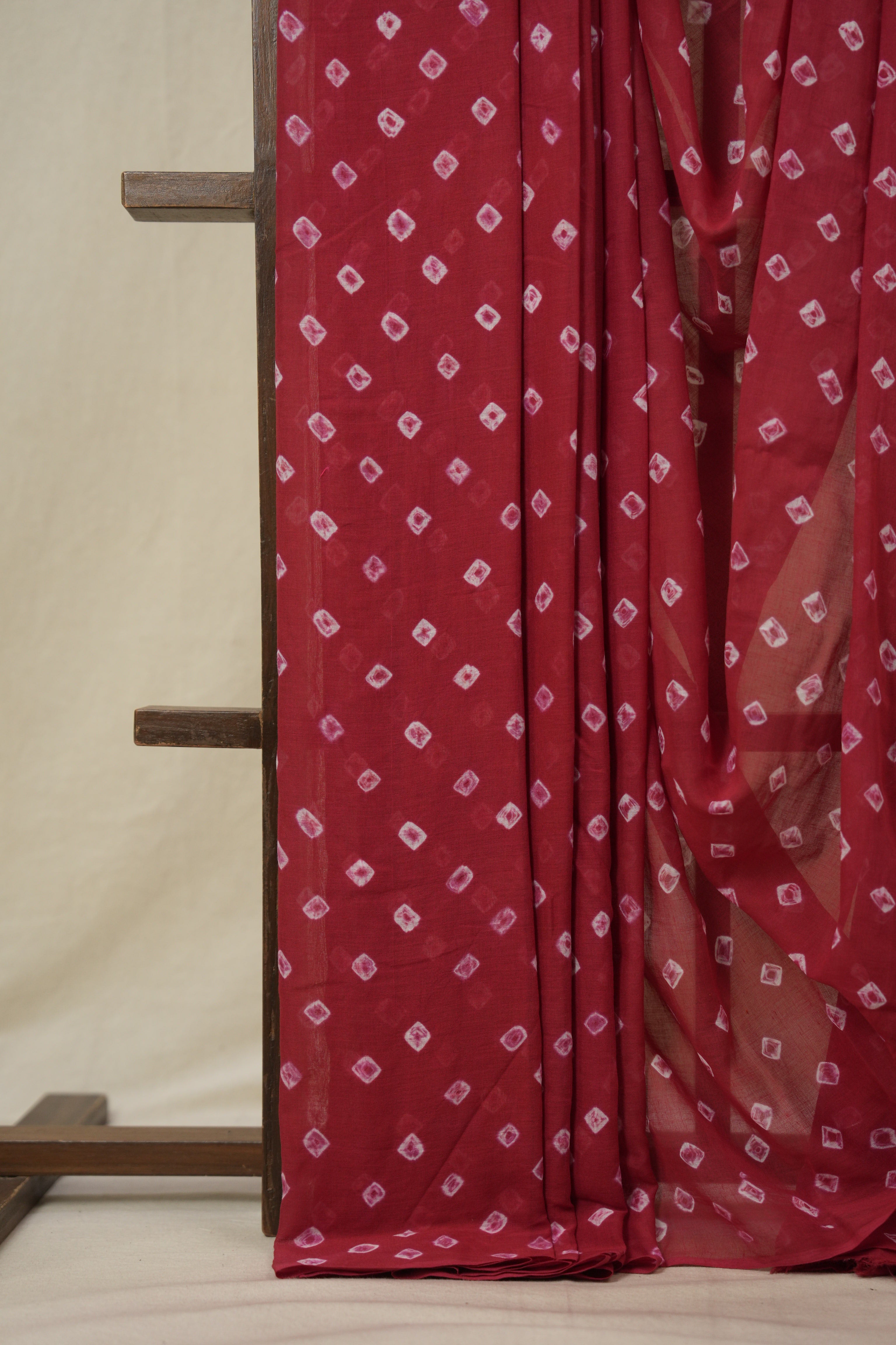 Red Pink Cotton Bandhani Saree - SRRPMCBS280