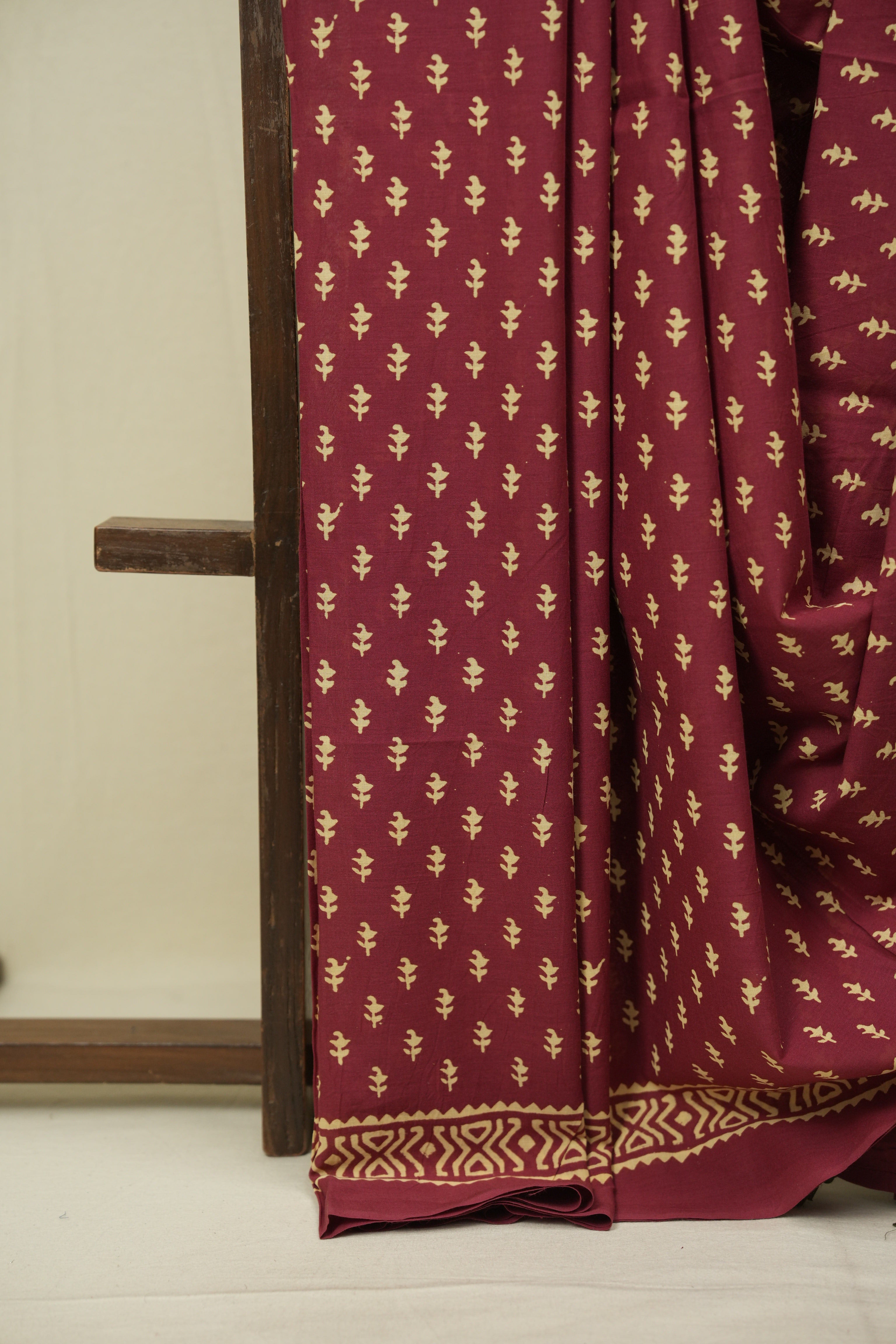 Maroon HBP Cotton Saree - SRMCS3469