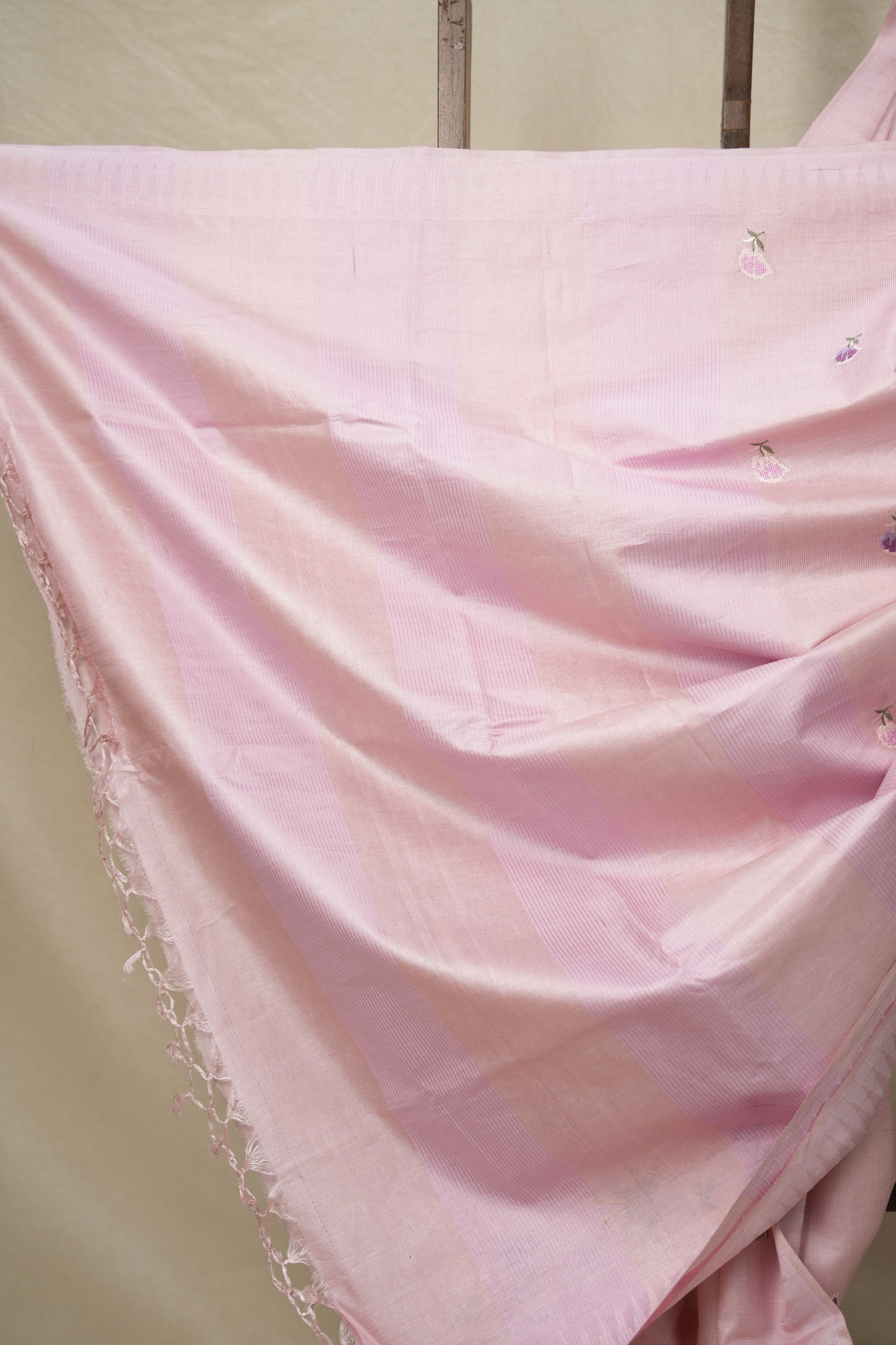 Rose Pink Machine Embroidered Tussar Silk Saree - SRRPMETSS1520