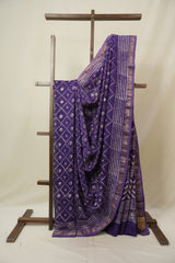 Purple HBP Cotton Silk Saree With Maheshwari Border - SRPCSS1628