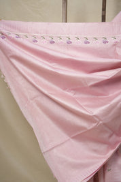 Rose Pink Machine Embroidered Tussar Silk Saree - SRRPMETSS1520