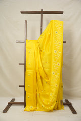 Yellow Jamdani Tussar Silk Saree - SRYJTSS0033