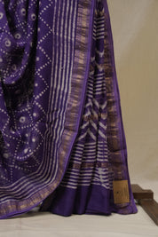 Purple HBP Cotton Silk Saree With Maheshwari Border - SRPCSS1628