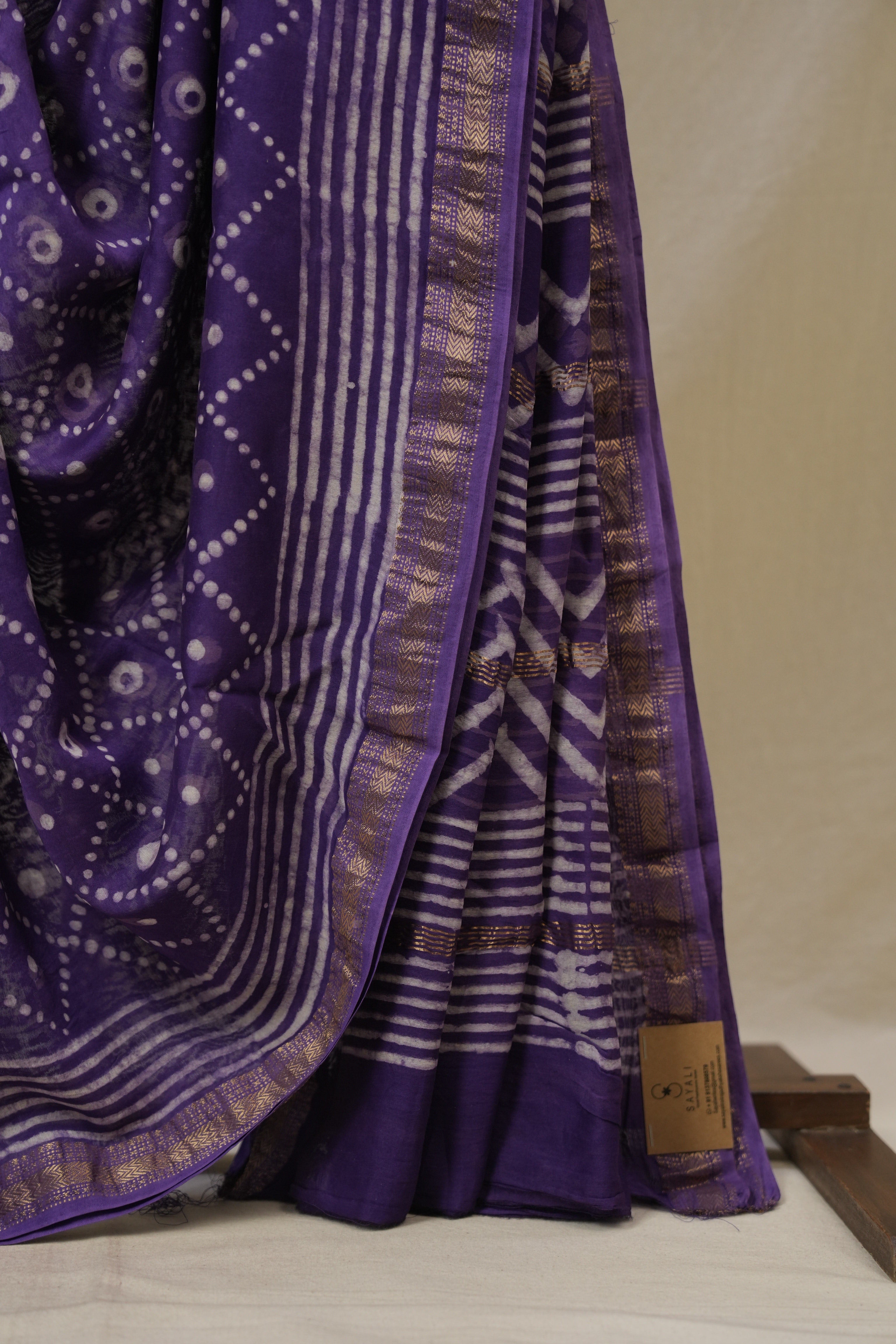 Purple HBP Cotton Silk Saree With Maheshwari Border - SRPCSS1628