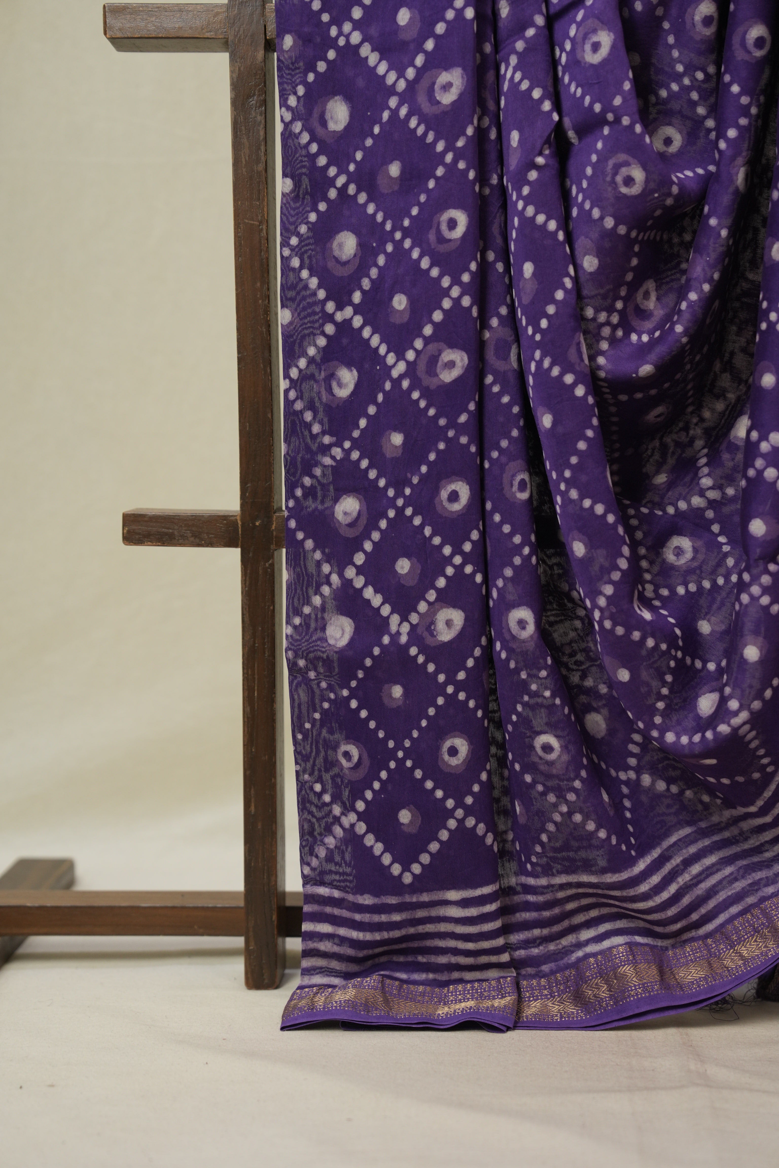 Purple HBP Cotton Silk Saree With Maheshwari Border - SRPCSS1628