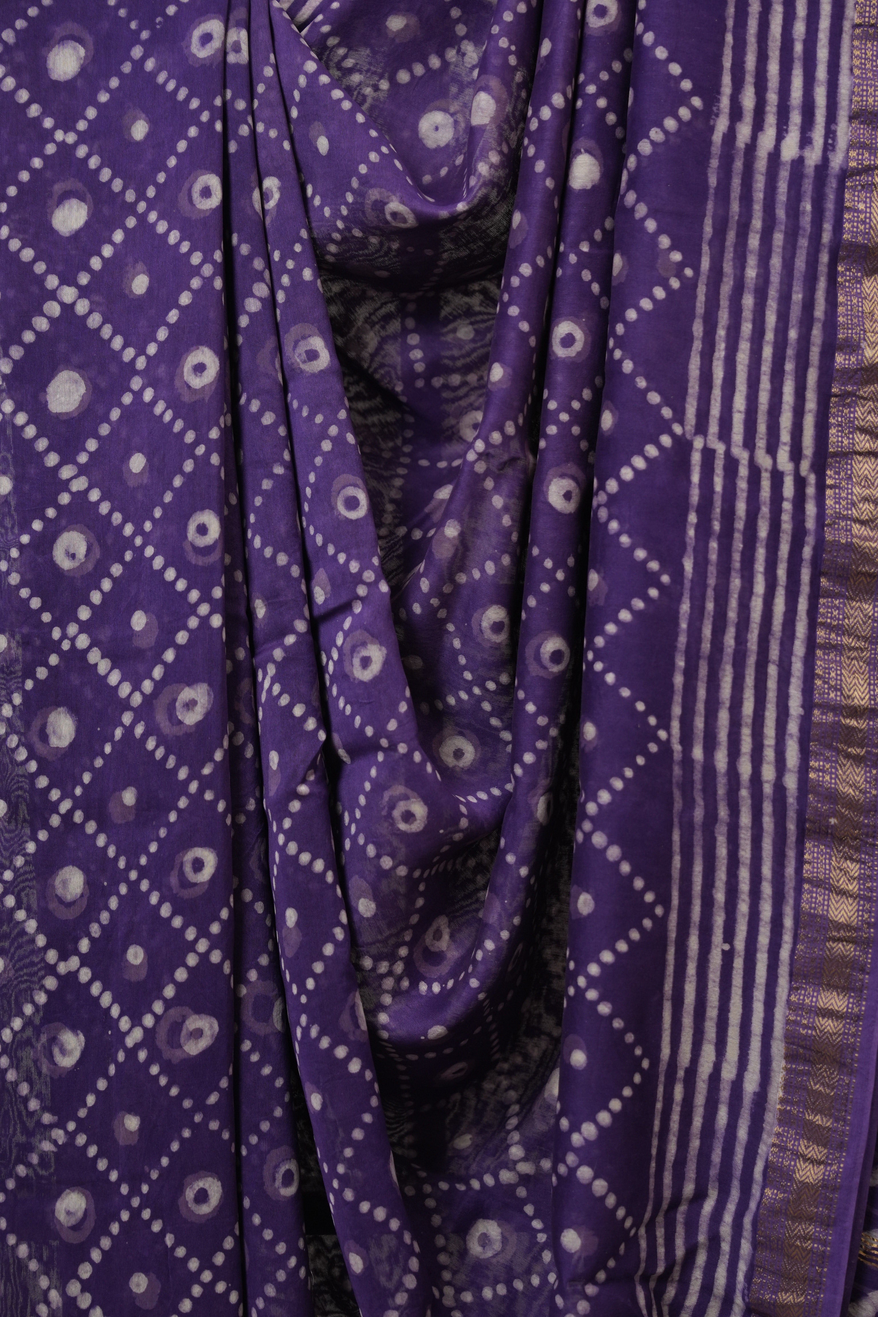 Purple HBP Cotton Silk Saree With Maheshwari Border - SRPCSS1628