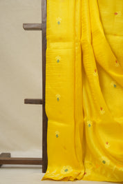 Yellow Jamdani Tussar Silk Saree - SRYJTSS0033