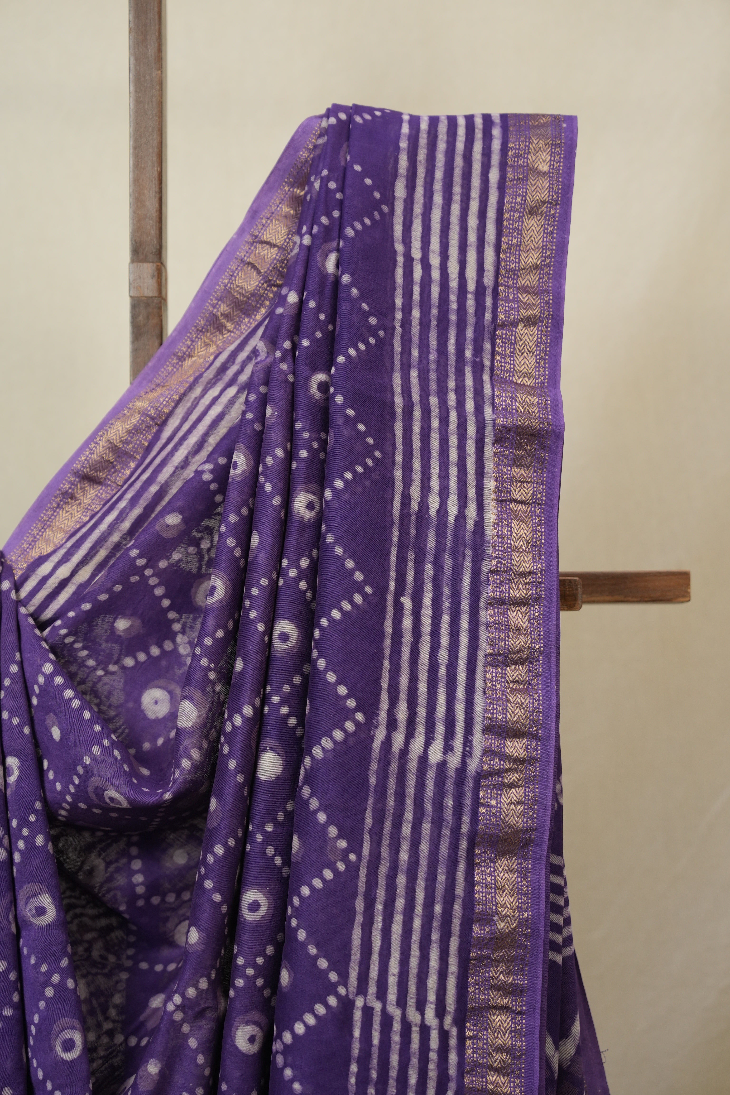 Purple HBP Cotton Silk Saree With Maheshwari Border - SRPCSS1628