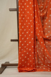 Orange Cotton Bandhani Saree - SROMCBS278