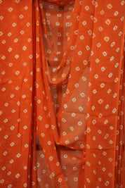 Orange Cotton Bandhani Saree - SROMCBS278