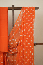 Orange Cotton Bandhani Saree - SROMCBS278