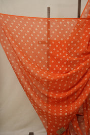 Orange Cotton Bandhani Saree - SROMCBS278