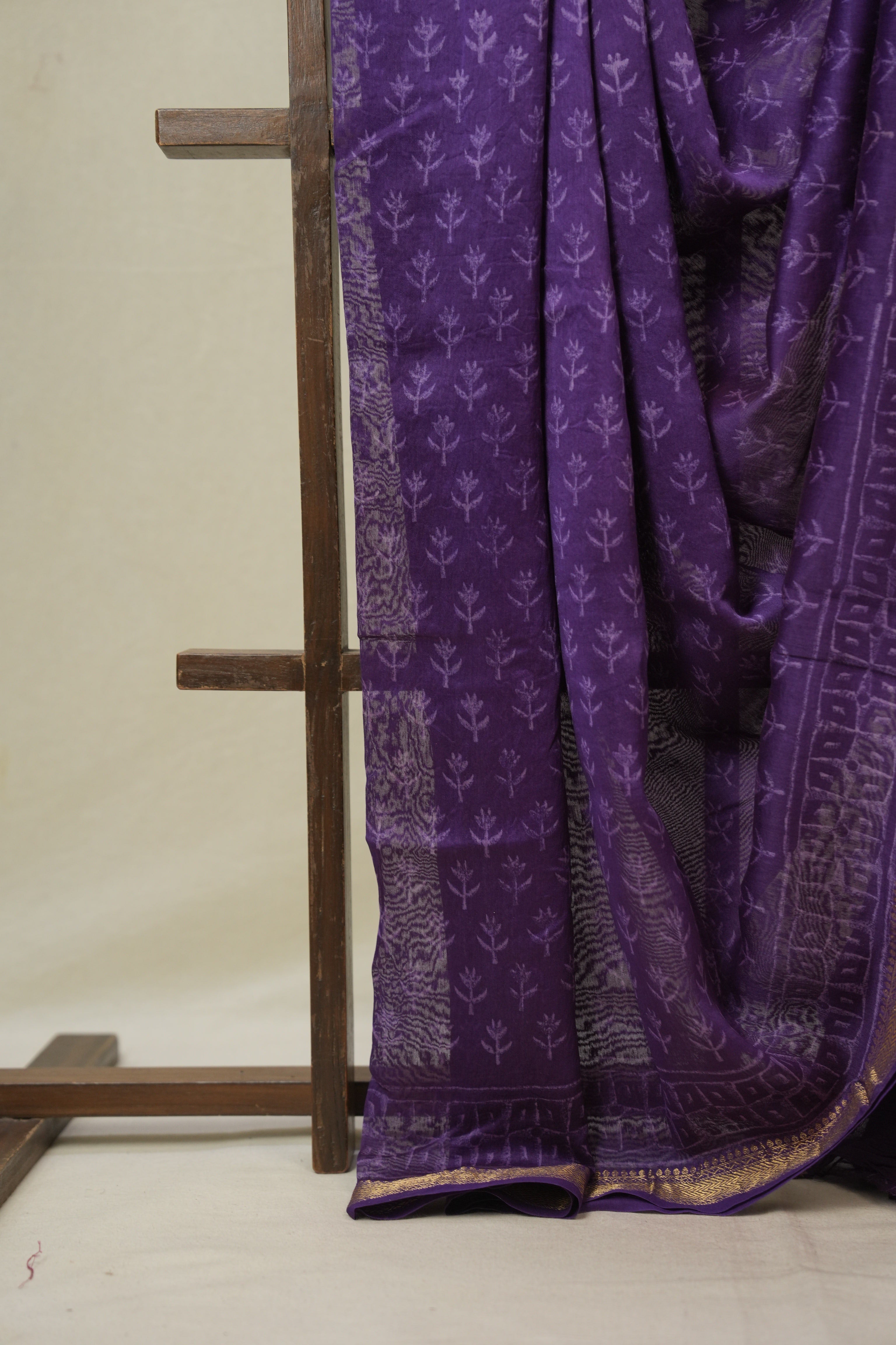 Purple HBP Cotton Silk Saree With Maheshwari Border - SRPCSS1627