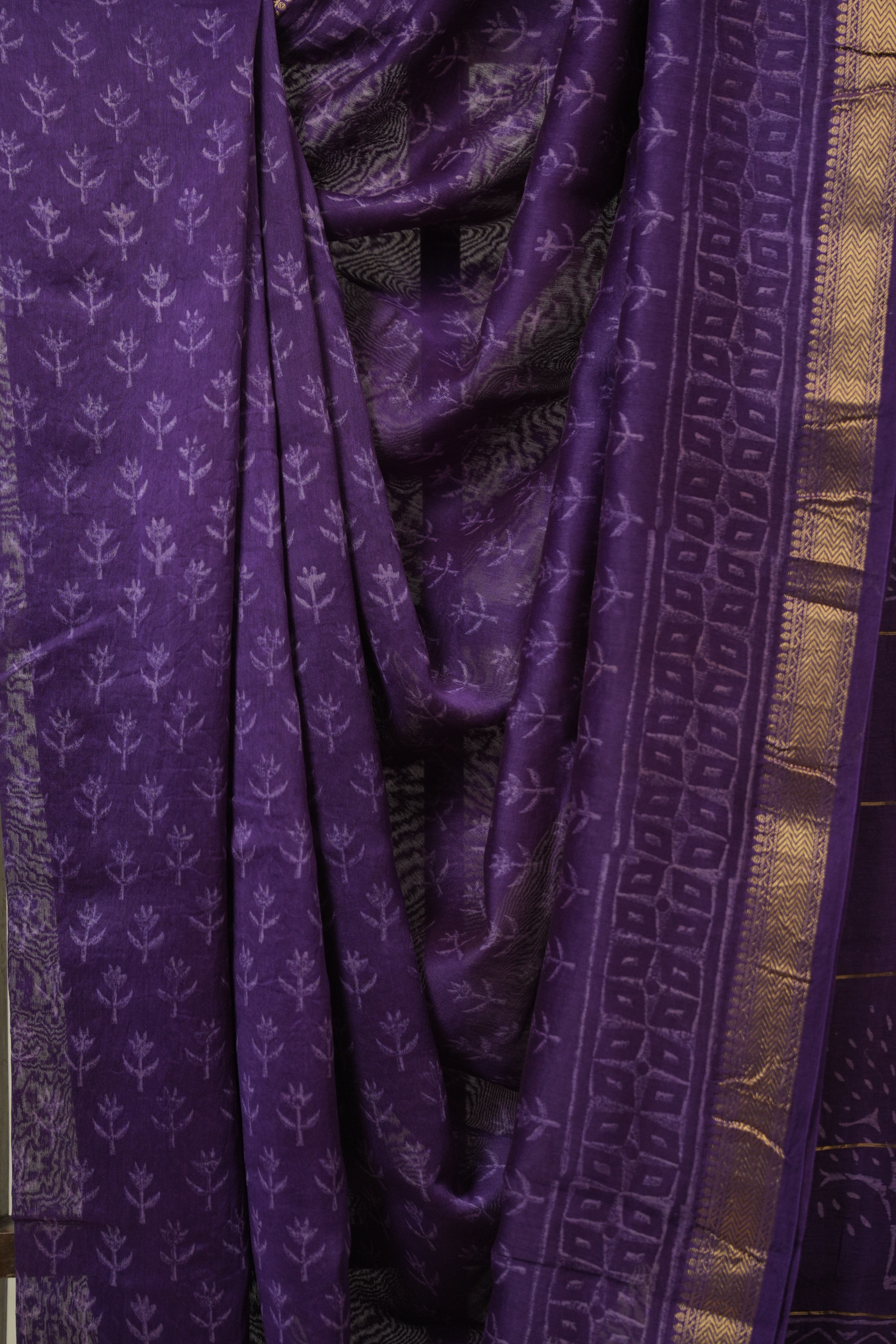 Purple HBP Cotton Silk Saree With Maheshwari Border - SRPCSS1627