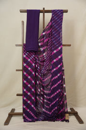 Violet Pink Cotton Leheriya Saree - SRVPMCLS293