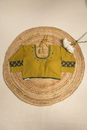 Moss Green HBP Ajrakh Cotton Blouse - SRMGACB15