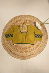 Moss Green HBP Ajrakh Cotton Blouse - SRMGACB15