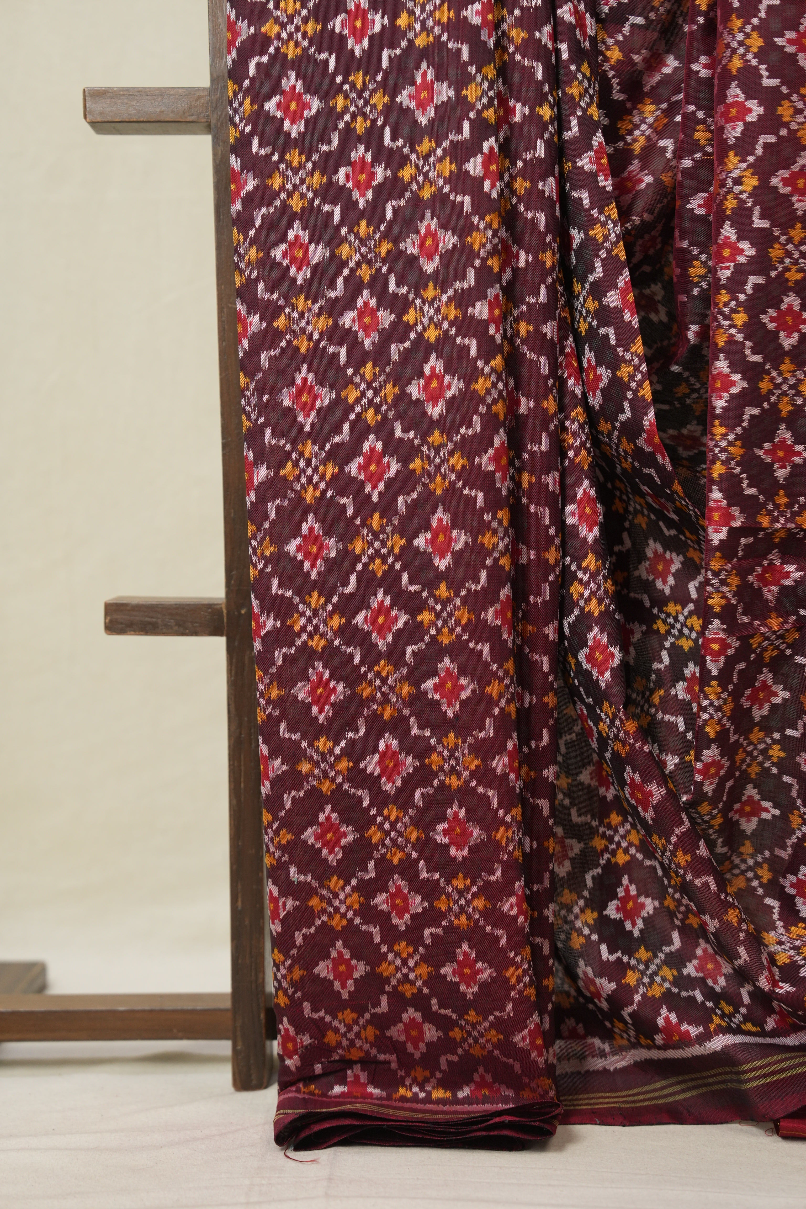 Marron Rajkot Patola Silk Saree - SRMRPSS588