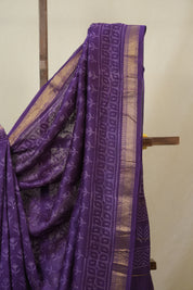 Purple HBP Cotton Silk Saree With Maheshwari Border - SRPCSS1627