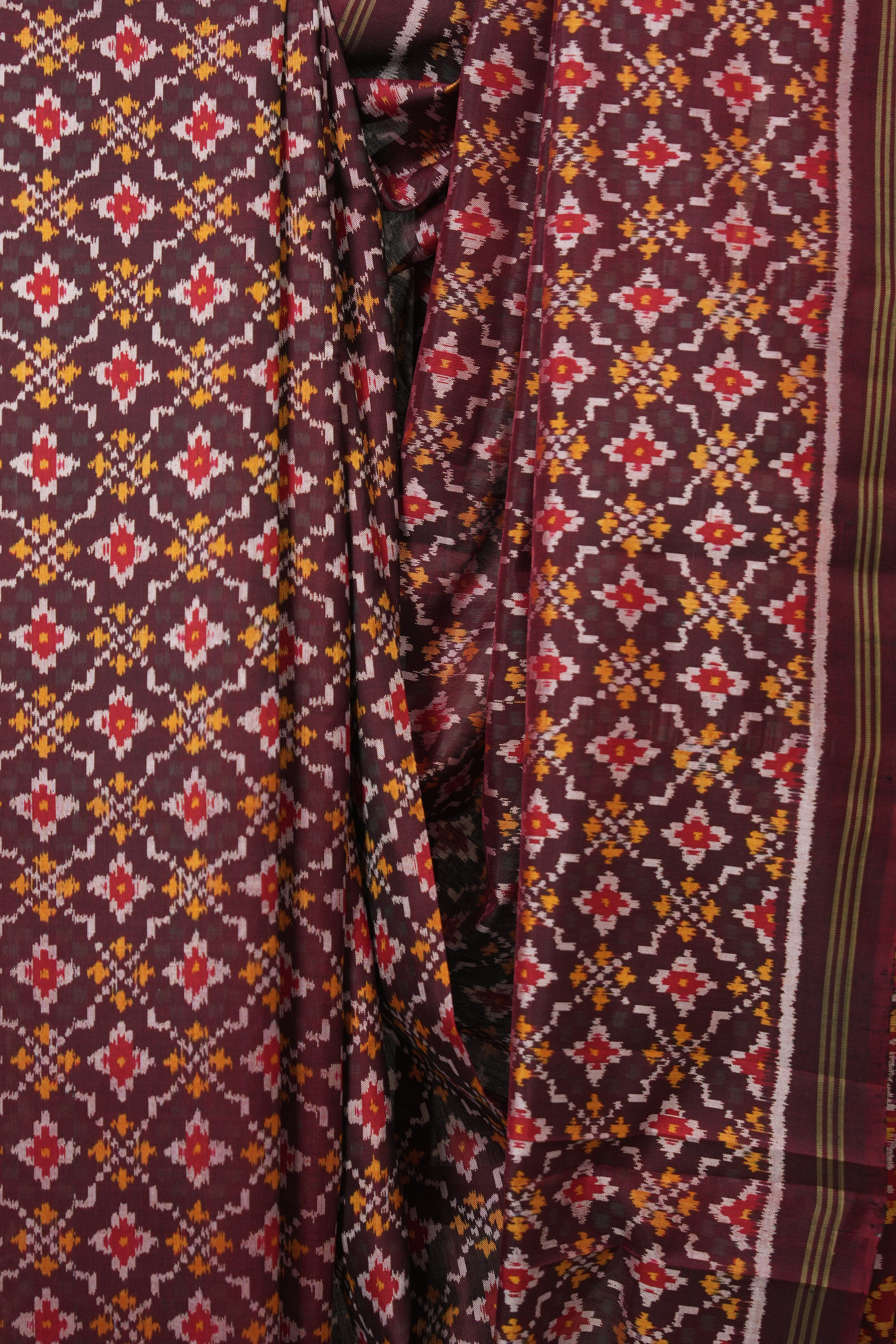 Marron Rajkot Patola Silk Saree - SRMRPSS588