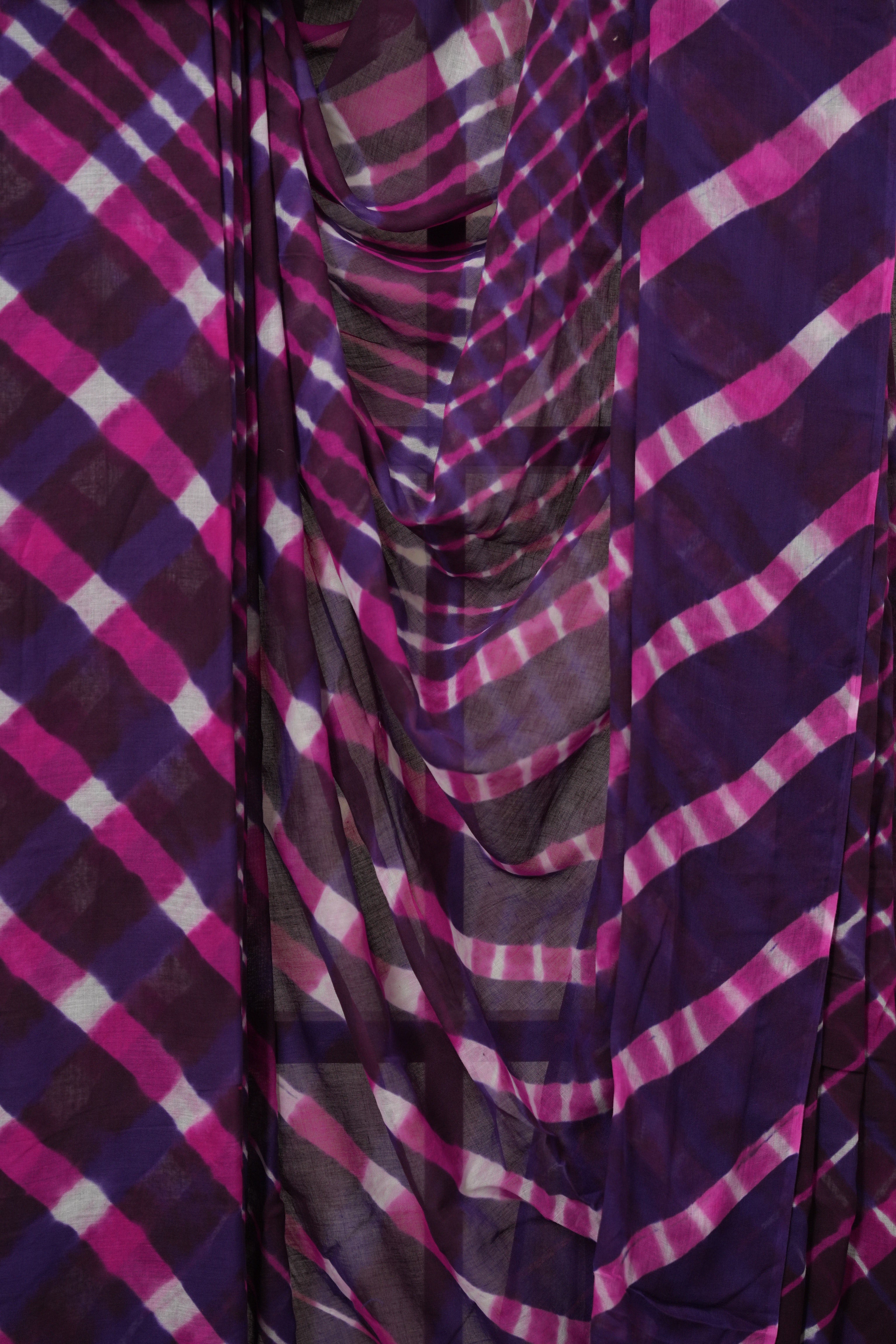 Violet Pink Cotton Leheriya Saree - SRVPMCLS293