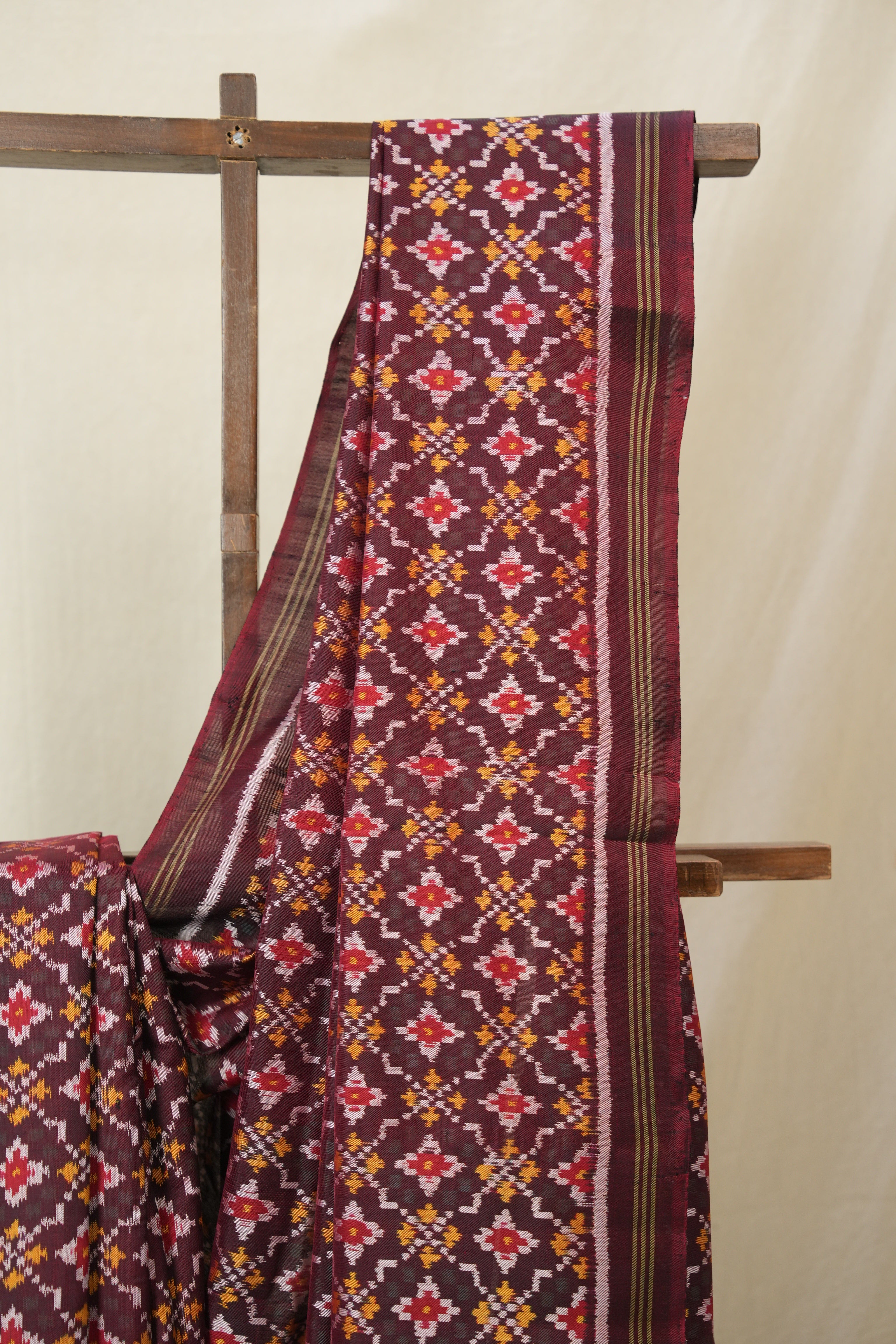 Marron Rajkot Patola Silk Saree - SRMRPSS588