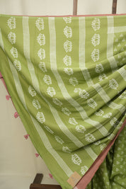 Pista HBP Cotton Saree - SRPCS3476
