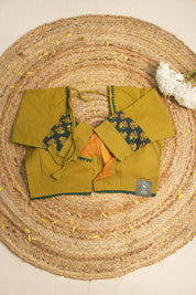 Moss Green HBP Ajrakh Cotton Blouse - SRMGACB15
