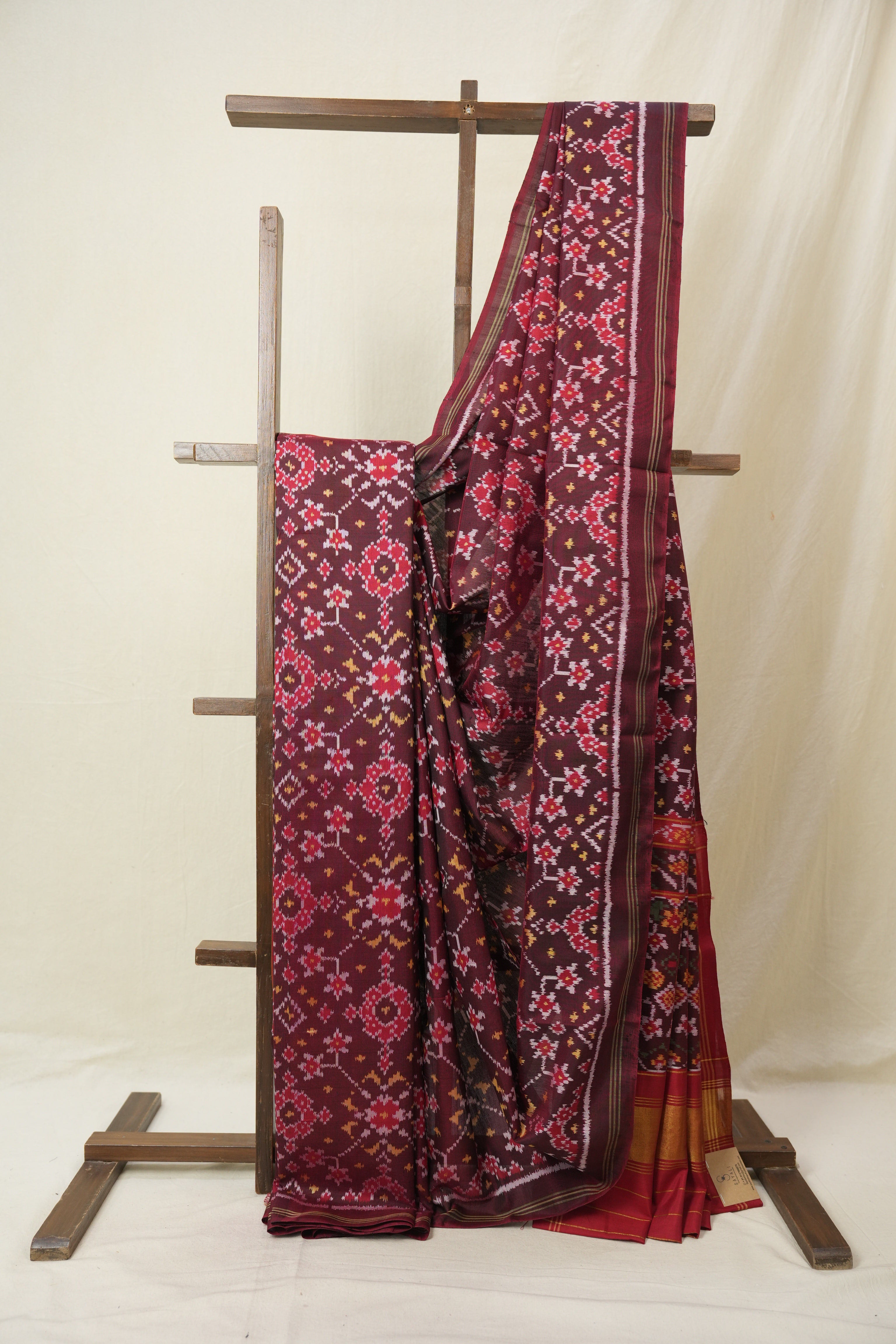 Marron Rajkot Patola Silk Saree - SRMRPSS589