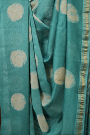 Teal Blue HBP Cotton Silk Saree With Maheshwari Border - SRTBCSS1633