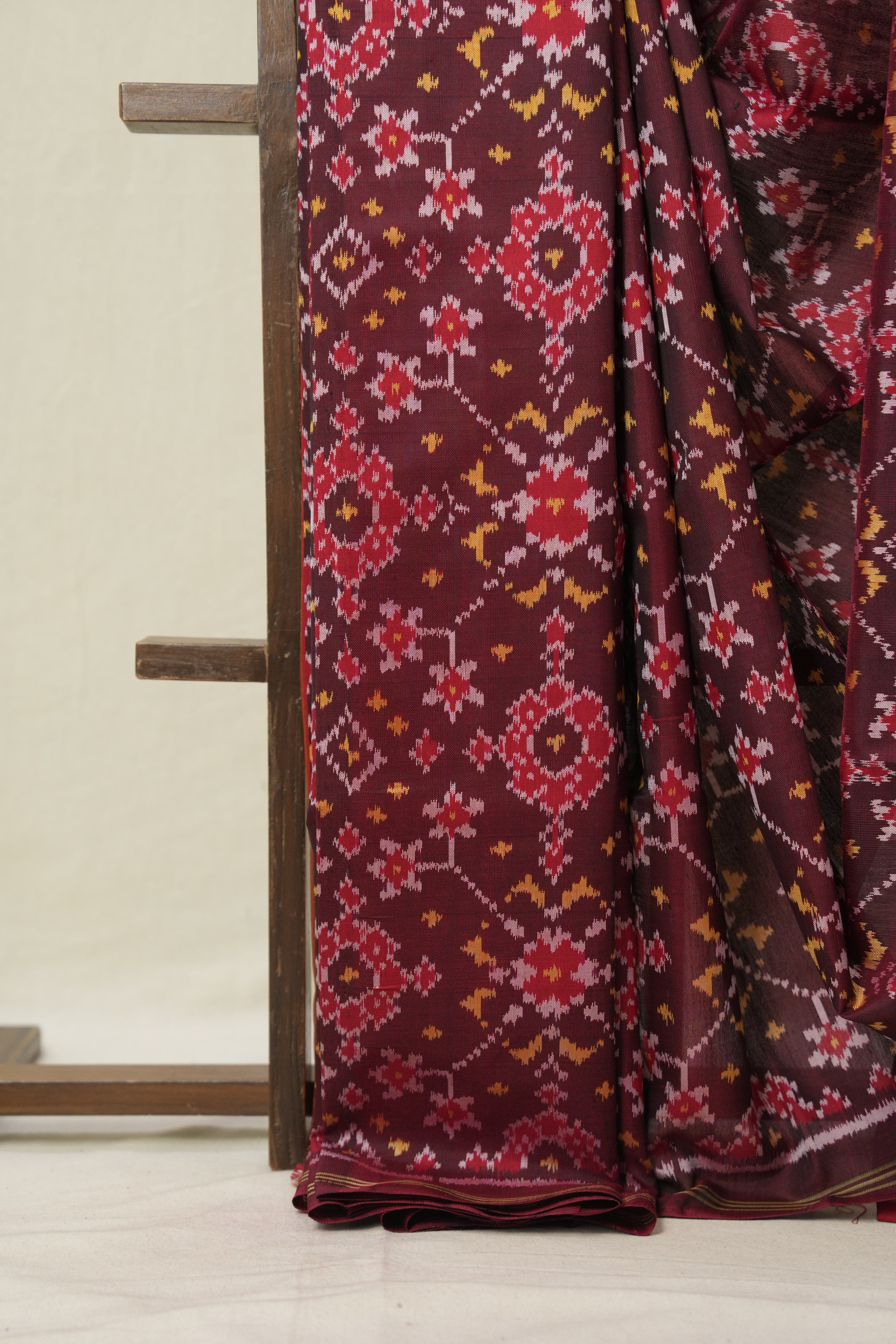 Marron Rajkot Patola Silk Saree - SRMRPSS589
