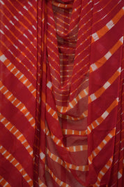 Red Cotton Leheriya Saree - SRRMCLS290