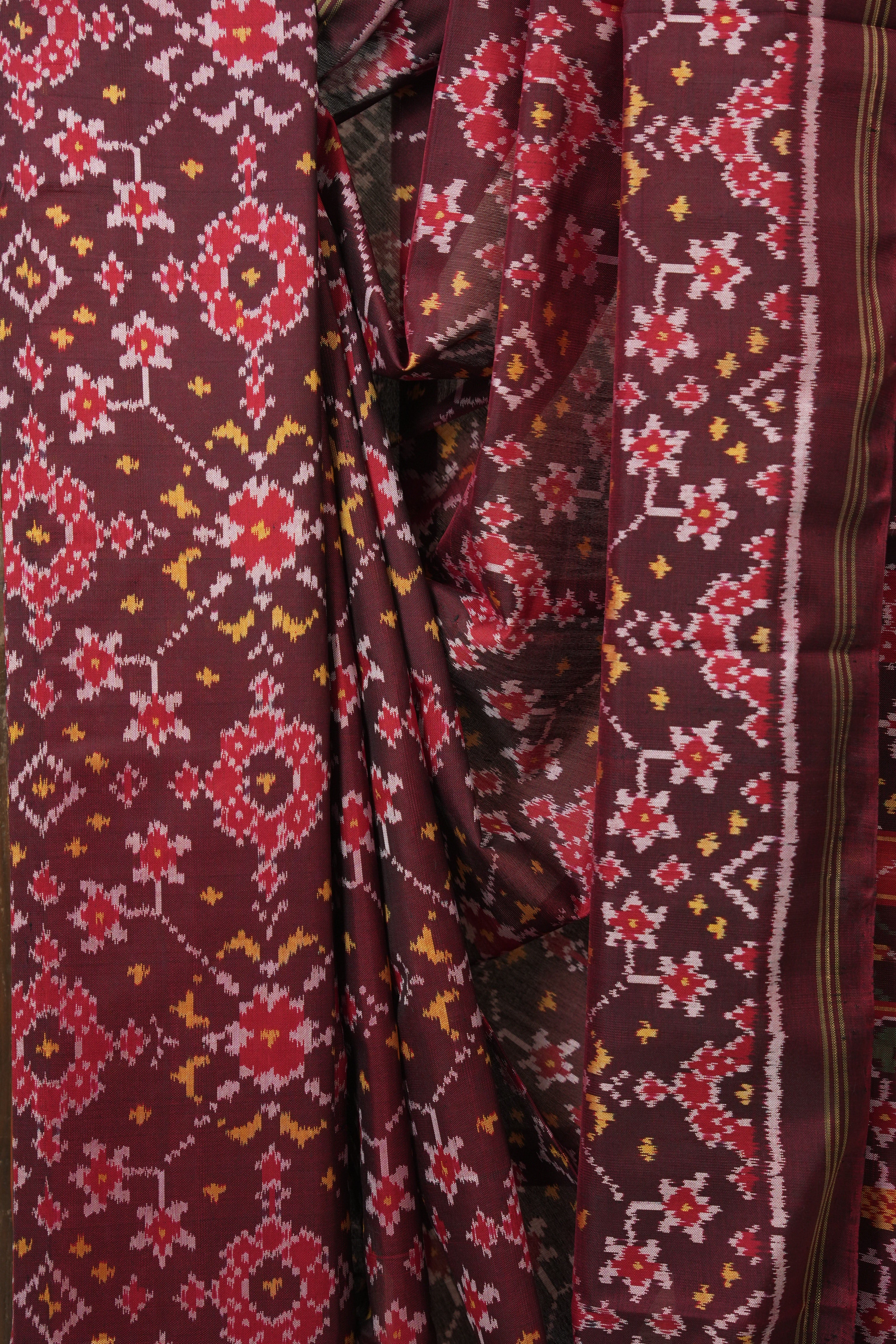 Marron Rajkot Patola Silk Saree - SRMRPSS589