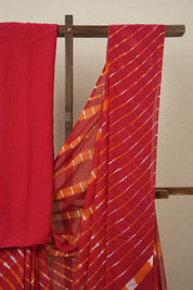 Red Cotton Leheriya Saree - SRRMCLS290