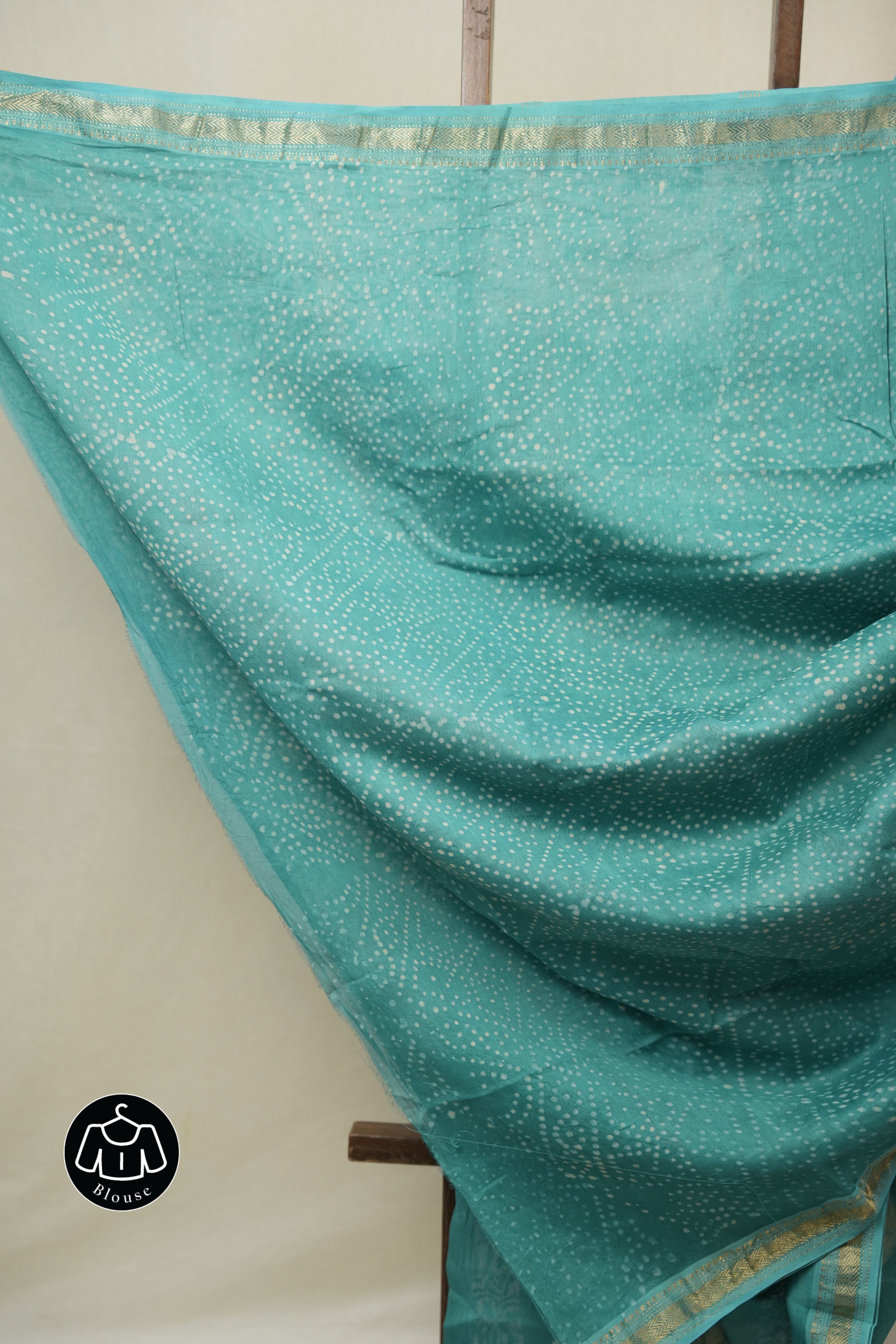 Teal Blue HBP Cotton Silk Saree With Maheshwari Border - SRTBCSS1633