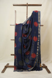 Blue HBP Cotton Silk Saree With Maheshwari Border - SRBCSS1630
