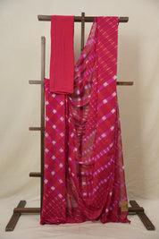 Red Pink Cotton Leheriya Saree - SRRPMCLS291