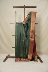 Green - Maroon Maheshwari Saree - SRGMMS952