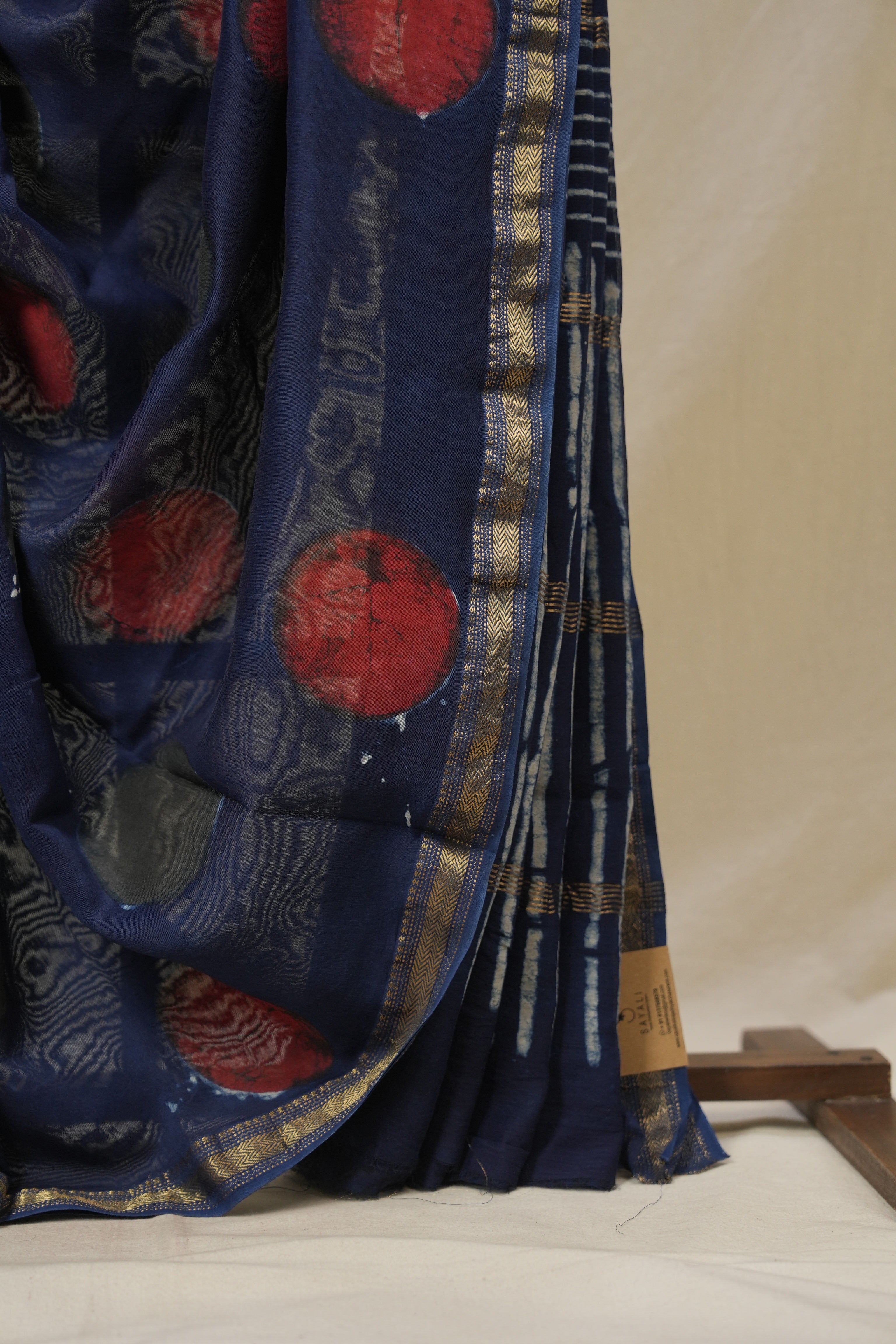 Blue HBP Cotton Silk Saree With Maheshwari Border - SRBCSS1630