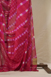 Red Pink Cotton Leheriya Saree - SRRPMCLS291