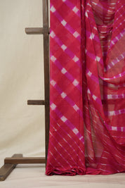 Red Pink Cotton Leheriya Saree - SRRPMCLS291