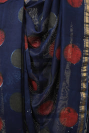 Blue HBP Cotton Silk Saree With Maheshwari Border - SRBCSS1630