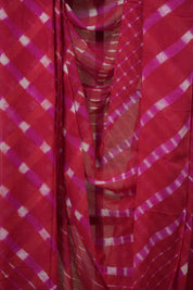 Red Pink Cotton Leheriya Saree - SRRPMCLS291