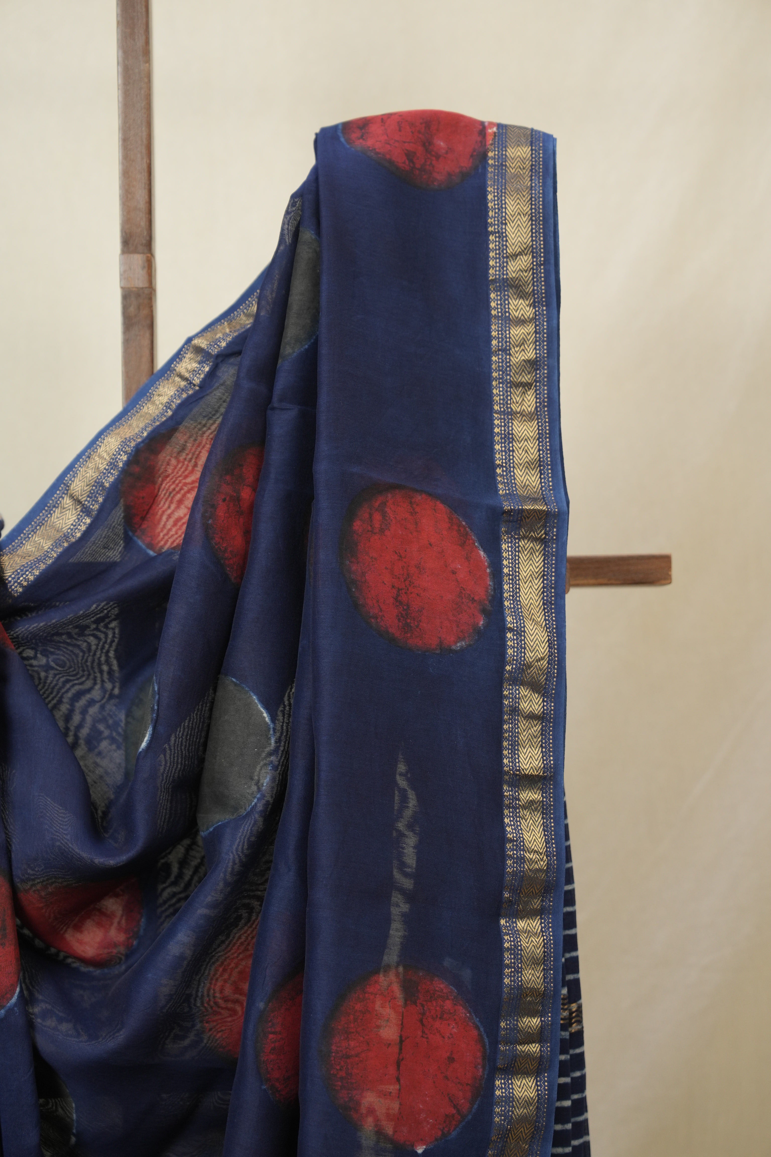 Blue HBP Cotton Silk Saree With Maheshwari Border - SRBCSS1630