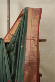 Green - Maroon Maheshwari Saree - SRGMMS952