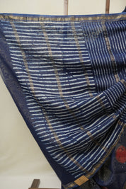Blue HBP Cotton Silk Saree With Maheshwari Border - SRBCSS1630