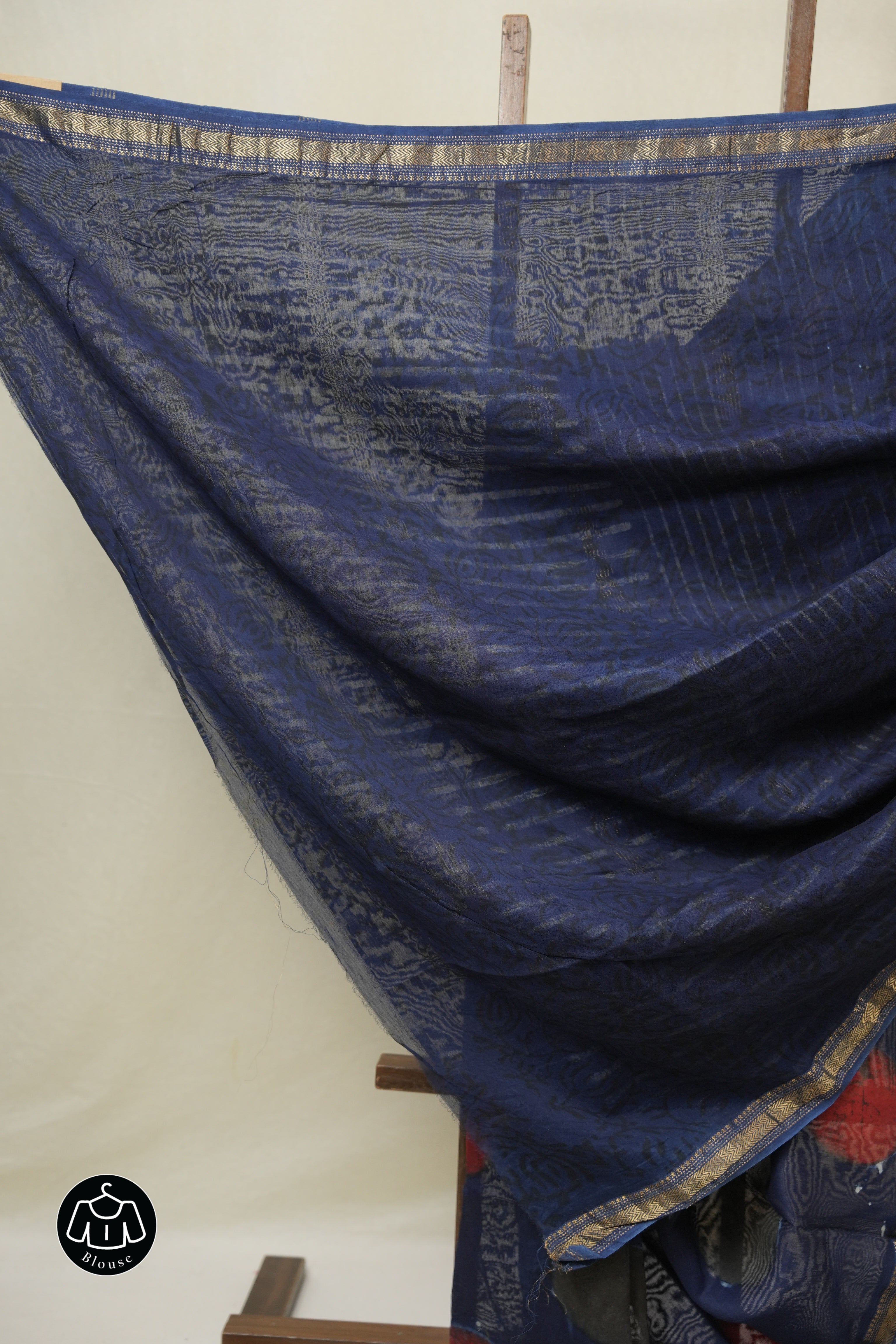 Blue HBP Cotton Silk Saree With Maheshwari Border - SRBCSS1630