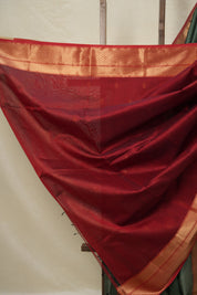 Green - Maroon Maheshwari Saree - SRGMMS952