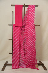 Pink Cotton Leheriya Saree - SRPMCLS284