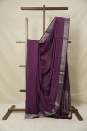 Purple Cotton Mangalgiri Saree - SRPCMS65